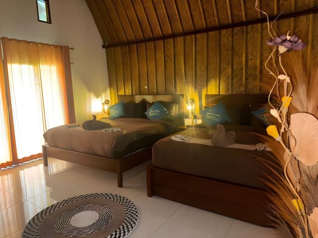 Family Bungalow, 2 Queen Beds, Terrace, Pool View