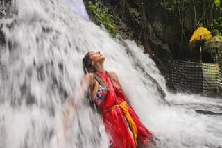 Private Balinese Purification in Holy Water at Temple with Local