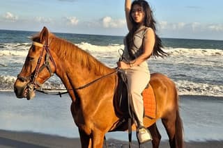Horse Riding With Sunset View Of Black Sand Beach